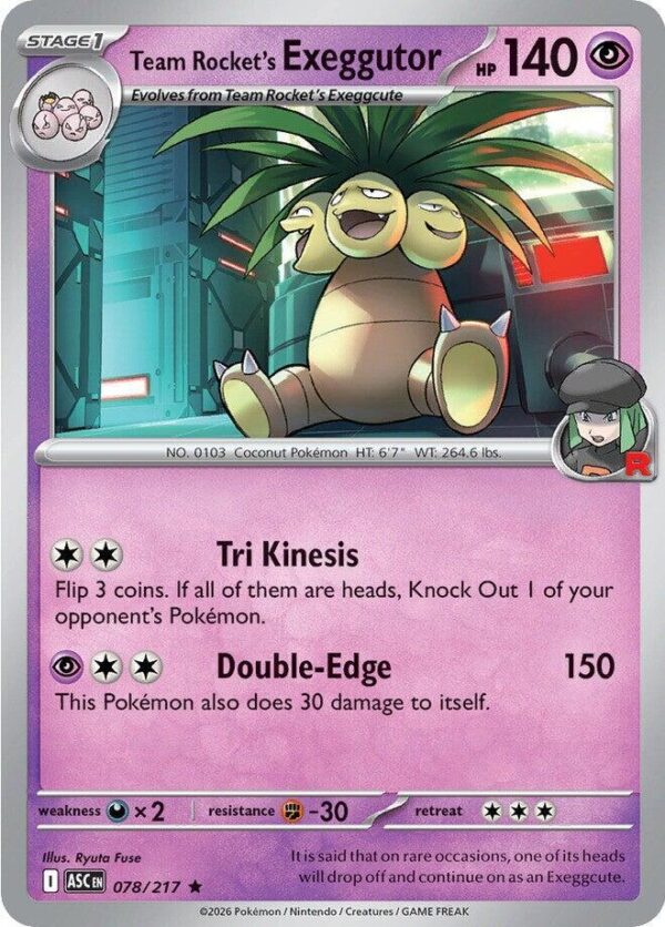 Team Rocket’s exeggutor 078/217 Holofoil ME: Ascended Heroes