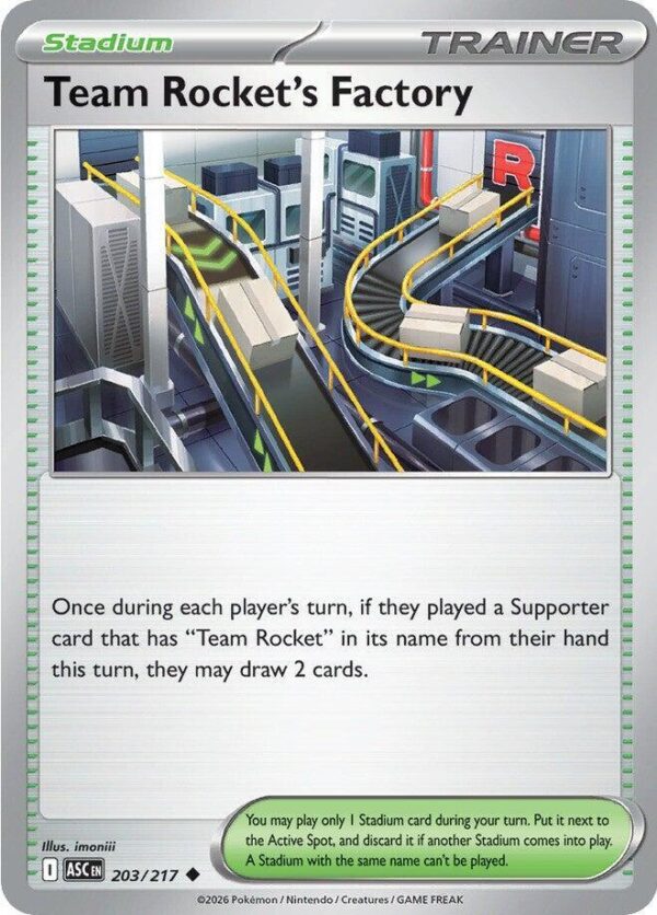 Team Rocket’s Factory 203/217 Reverse Holofoil ME: Ascended Heroes