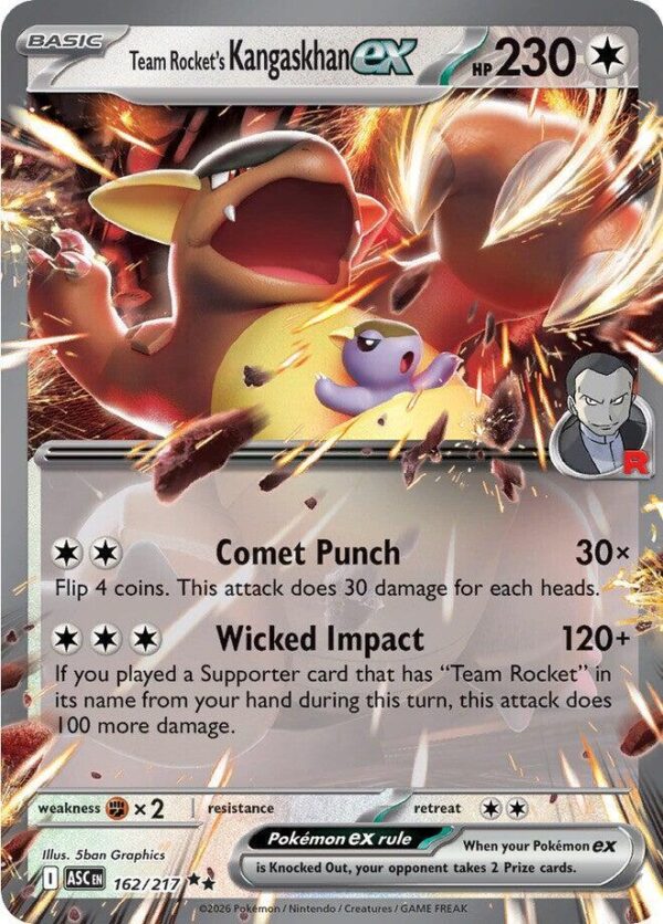 Team Rocket’s Kangaskhan ex 162/217 Holofoil ME: Ascended Heroes