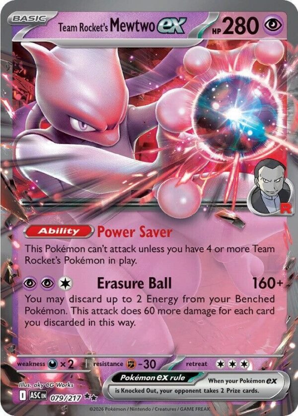 Team Rocket’s Mewtwo ex 079/217 Holofoil ME: Ascended Heroes