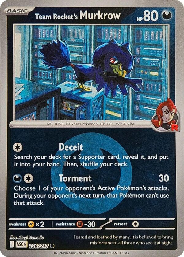 Team Rocket’s Murkrow (Energy Symbol Pattern) 126/217 Reverse Holofoil ME: Ascended Heroes