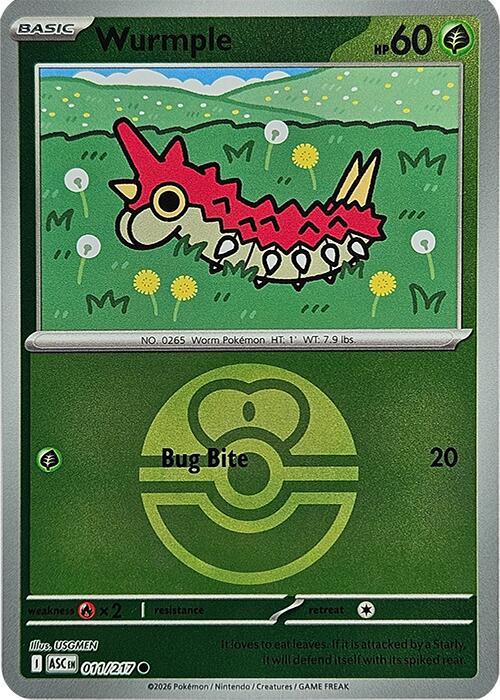 Wurmple (Love Ball) 011/217 Reverse Holofoil ME: Ascended Heroes