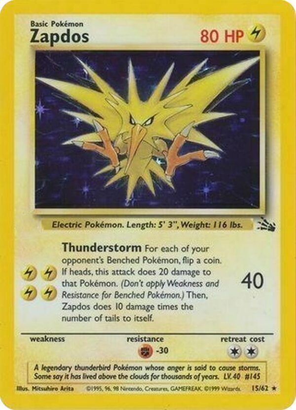 Zapdos 15/62 (Cosmos Holo) 015/062 Holofoil Miscellaneous Cards & Products Zapdos 15/62 (Cosmos Holo) 015/062 Holofoil Miscellaneous Cards & Products