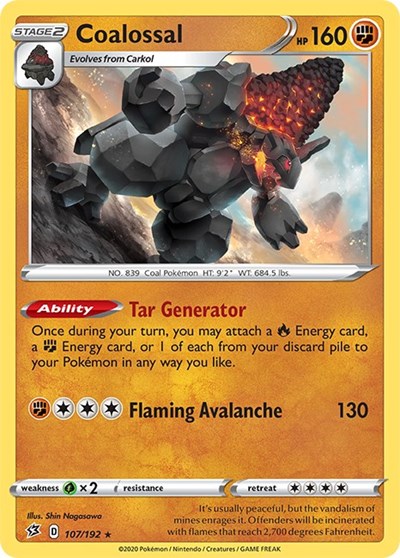 Coalossal | 107/192 | Holofoil | SWSH02: Rebel Clash