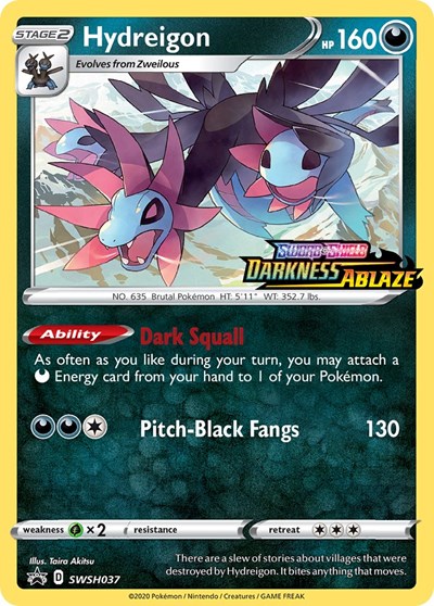 Hydreigon | SWSH037 (Prerelease) | Holofoil | SWSH: Sword & Shield Promo Cards