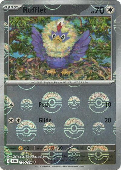 642431_400w.jpg Rufflet (Poke Ball Pattern) | 077/086 | Holofoil | SV: Black Bolt