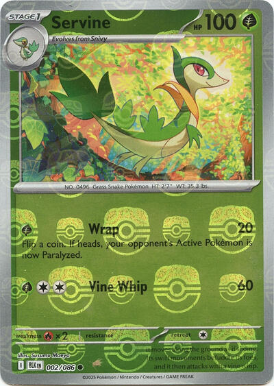 Servine (Master Ball Pattern) | 002/086 | Holofoil | SV: Black Bolt