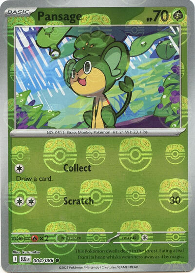Pansage (Master Ball Pattern) | 004/086 | Holofoil | SV: Black Bolt