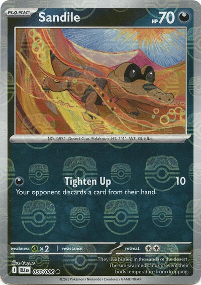 Sandile (Master Ball Pattern) | 057/086 | Holofoil | SV: Black Bolt