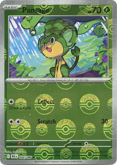 Pansage (Poke Ball Pattern) | 004/086 | Holofoil | SV: Black Bolt