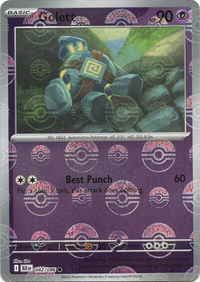 Golett (Poke Ball Pattern) | 042/086 | Holofoil | SV: Black Bolt