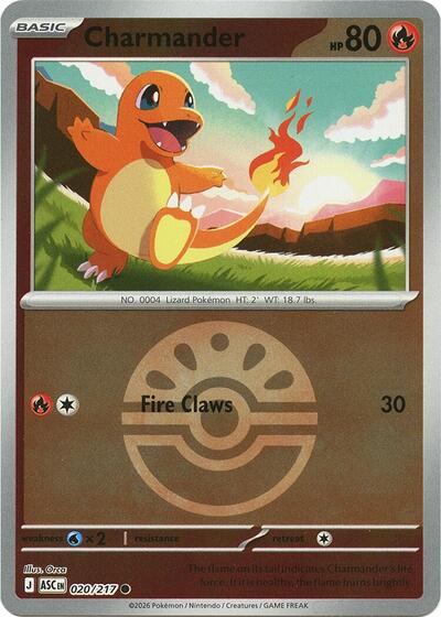 Charmander (Quick Ball) | 020/217 | Reverse Holofoil | ME: Ascended Heroes