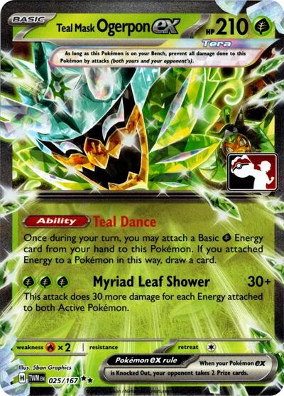 Teal Mask Ogerpon ex | 025/167 (Prize Pack Series 7) | Holofoil | Prize Pack Series Cards