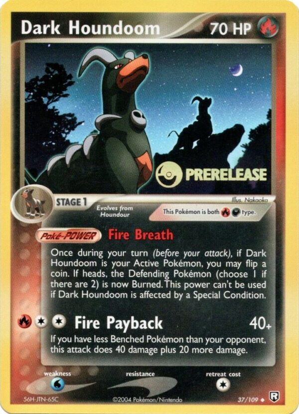 Dark Houndoom 37/109 (Prerelease) Holofoil Nintendo Promos Dark Houndoom 37/109 (Prerelease) Holofoil Nintendo Promos