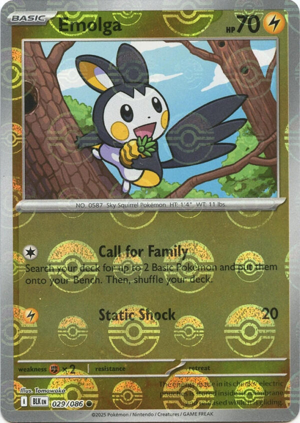 Emolga (Poke Ball Pattern) 029/086 Holofoil SV: Black Bolt