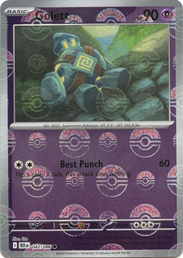 Golett (Poke Ball Pattern) 042/086 Holofoil SV: Black Bolt