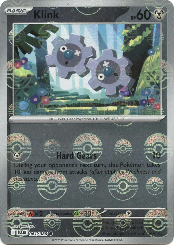 Klink (Poke Ball Pattern) 061/086 Holofoil SV: Black Bolt Klink (Poke Ball Pattern) 061/086 Holofoil SV: Black Bolt