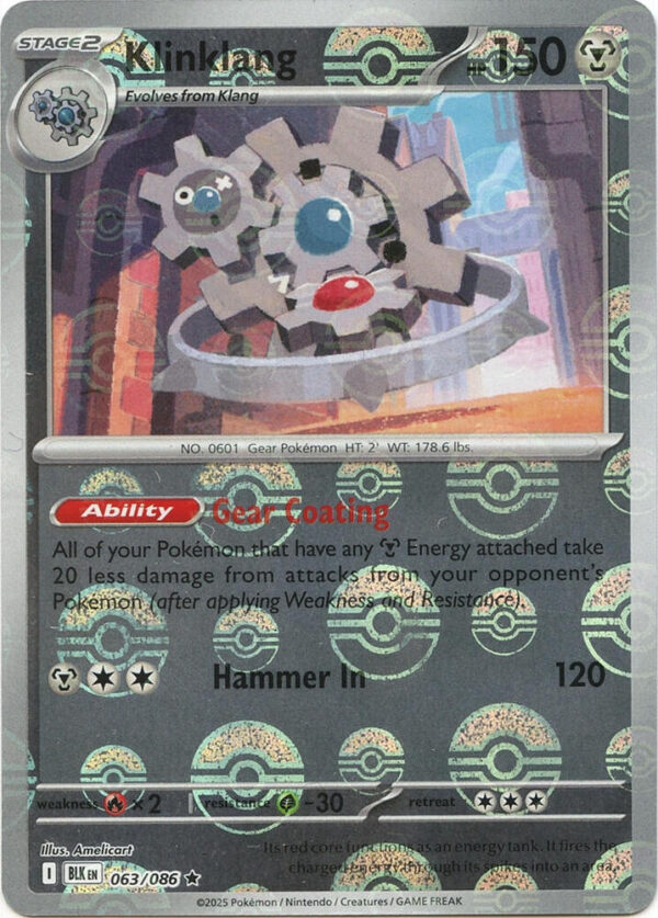 Klinklang (Poke Ball Pattern) 063/086 Holofoil SV: Black Bolt Klinklang (Poke Ball Pattern) 063/086 Holofoil SV: Black Bolt