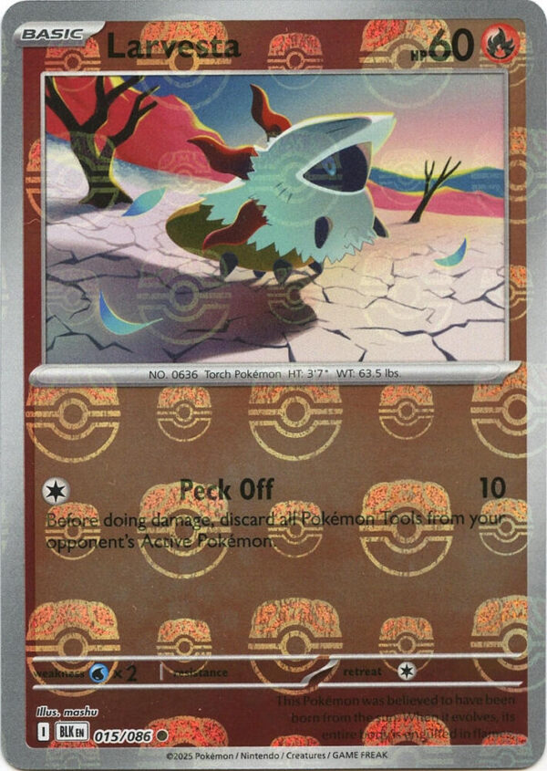 Larvesta (Master Ball Pattern) 015/086 Holofoil SV: Black Bolt Larvesta (Master Ball Pattern) 015/086 Holofoil SV: Black Bolt