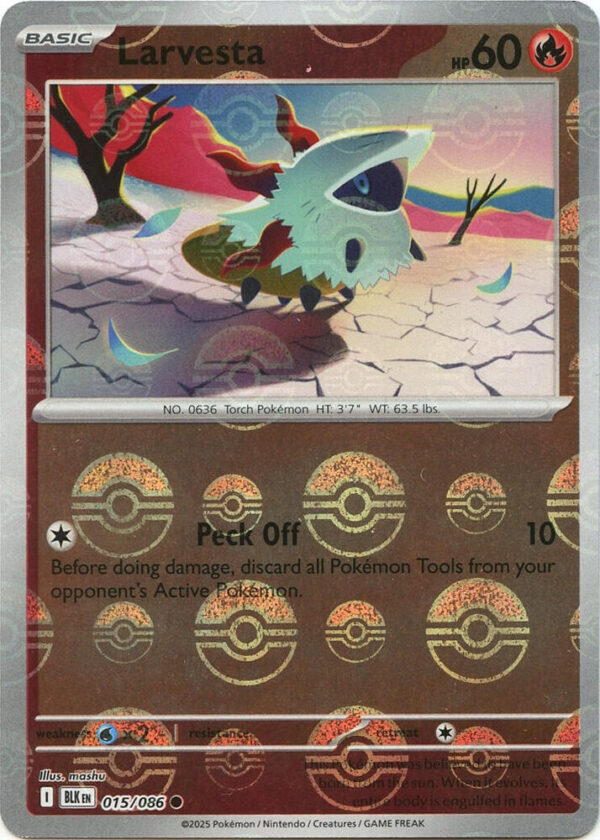 Larvesta (Poke Ball Pattern) 015/086 Holofoil SV: Black Bolt Larvesta (Poke Ball Pattern) 015/086 Holofoil SV: Black Bolt