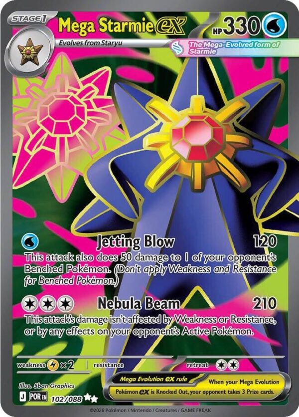 Mega Starmie ex 102/088 Holofoil ME03: Perfect Order Mega Starmie ex 102/088 Holofoil ME03: Perfect Order