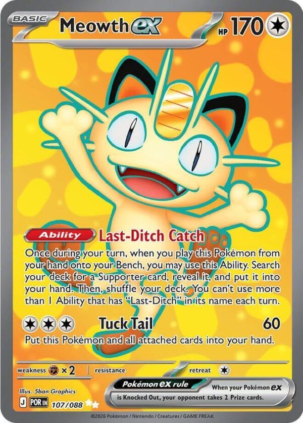 Meowth ex 107/088 Holofoil ME03: Perfect Order Meowth ex 107/088 Holofoil ME03: Perfect Order