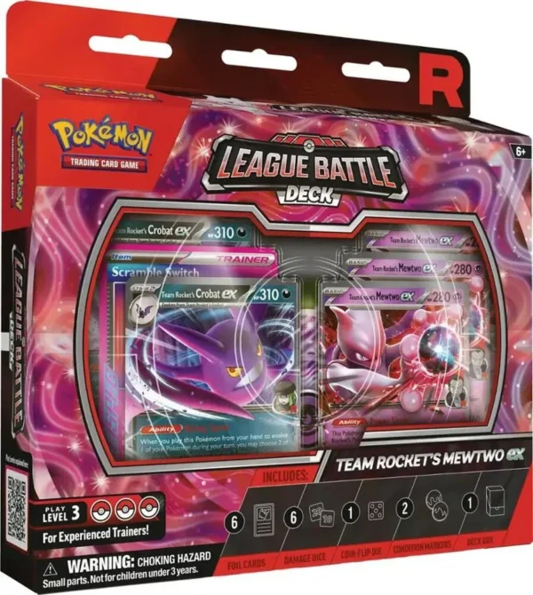 Pokemon TCG League Battle Deck Team Rockets Mewtwo ex - Caja sellada con cartas Team Rockets Mewtwo ex y Team Rockets Crobat ex