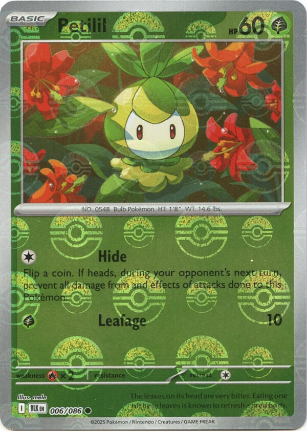 Petilil (Poke Ball Pattern) 006/086 Holofoil SV: Black Bolt Petilil (Poke Ball Pattern) 006/086 Holofoil SV: Black Bolt