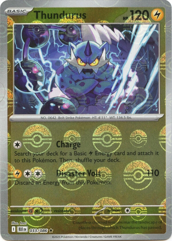 Thundurus (Poke Ball Pattern) 033/086 Holofoil SV: Black Bolt