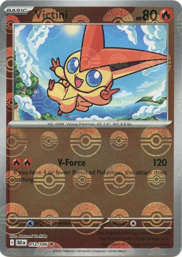 Victini (Poke Ball Pattern) 012/086 Holofoil SV: Black Bolt Victini (Poke Ball Pattern) 012/086 Holofoil SV: Black Bolt