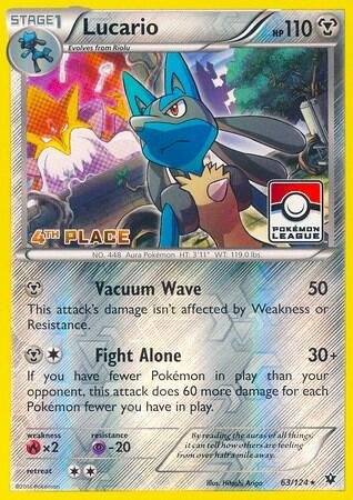 Lucario - 63/124 (Pokemon League) [4th Place] | 063/124 | Reverse Holofoil | League & Championship Cards