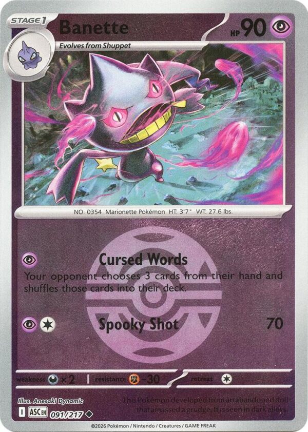 Banette 091/217 (Dusk Ball) Reverse Holofoil ME: Ascended Heroes