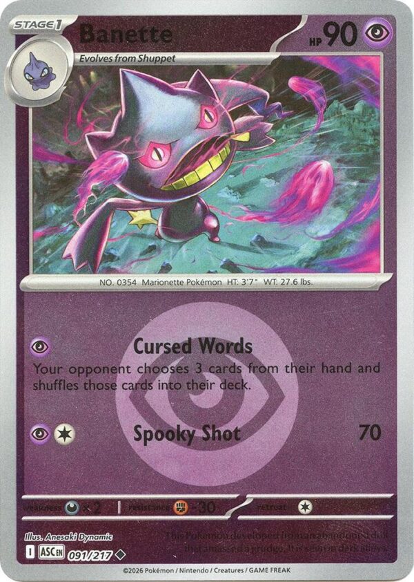 Banette 091/217 (Energy Symbol Pattern) Reverse Holofoil ME: Ascended Heroes