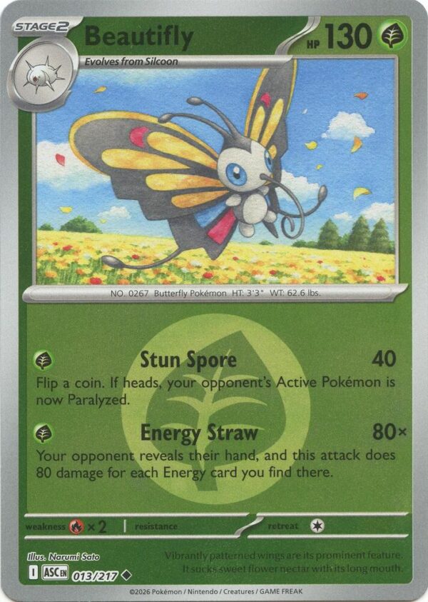 Beautifly 013/217 (Energy Symbol Pattern) Reverse Holofoil ME: Ascended Heroes