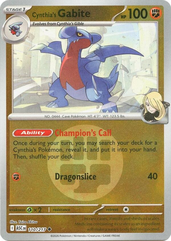 Cynthia’s Gabite (Energy Symbol Pattern) 110/217 Reverse Holofoil ME: Ascended Heroes