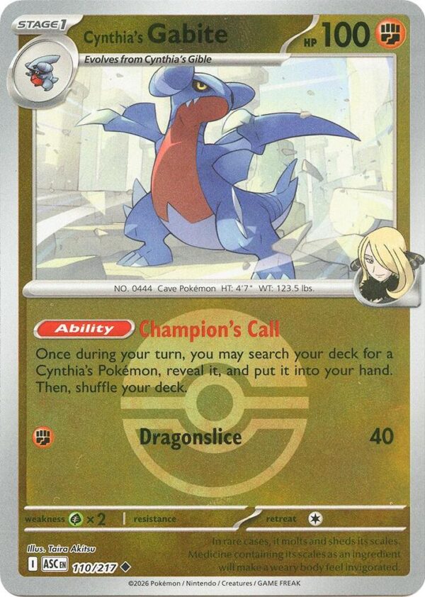 Cynthia’s Gabite (Poke Ball) 110/217 Reverse Holofoil ME: Ascended Heroes