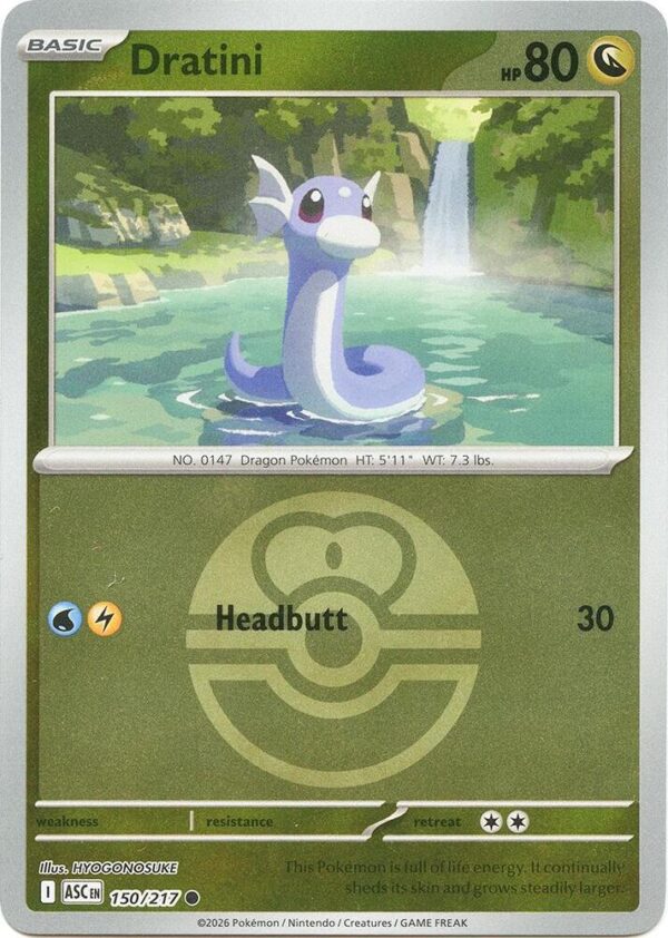 Dratini (Love Ball) 150/217 Reverse Holofoil ME: Ascended Heroes