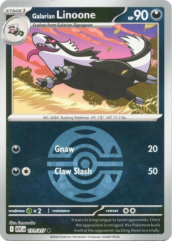 Galarian Linoone (Dusk Ball) 131/217 Reverse Holofoil ME: Ascended Heroes