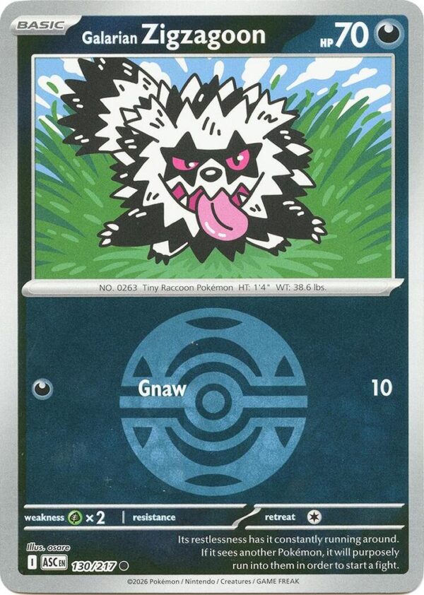 Galarian Zigzagoon (Dusk Ball) 130/217 Reverse Holofoil ME: Ascended Heroes