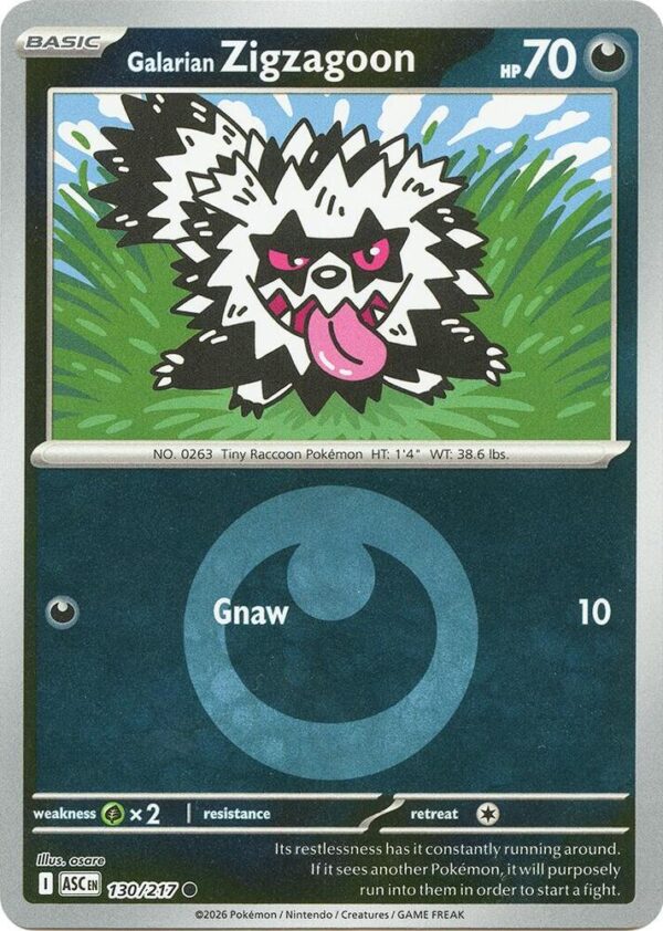 Galarian Zigzagoon (Energy Symbol Pattern) 130/217 Reverse Holofoil ME: Ascended Heroes