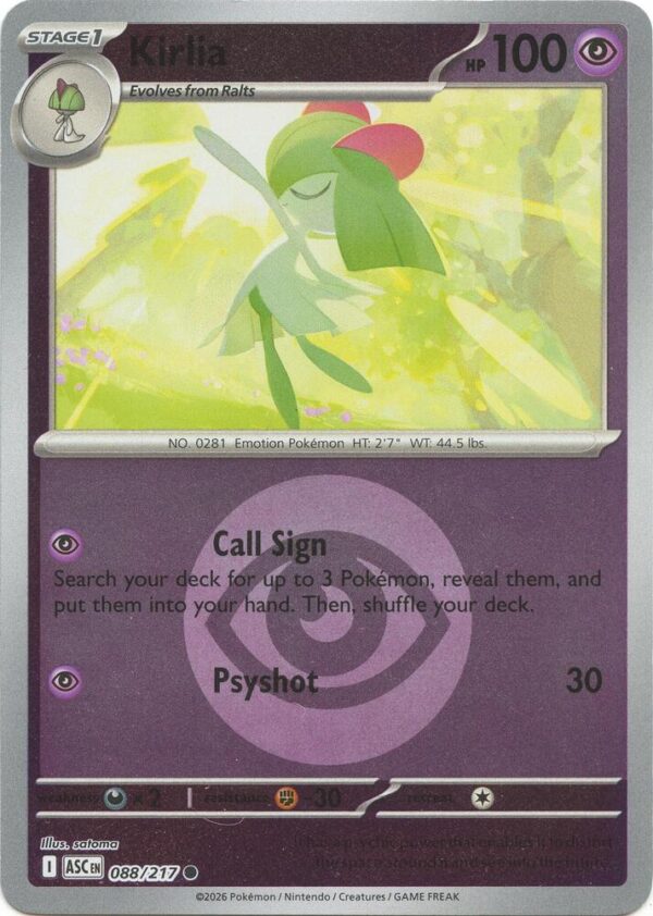 Kirlia (Energy Symbol Pattern) 088/217 Reverse Holofoil ME: Ascended Heroes