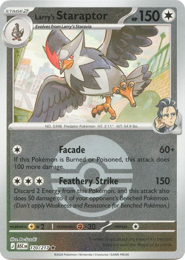 Larry’s Staraptor 170/217 (Poke Ball) Reverse Holofoil ME: Ascended Heroes