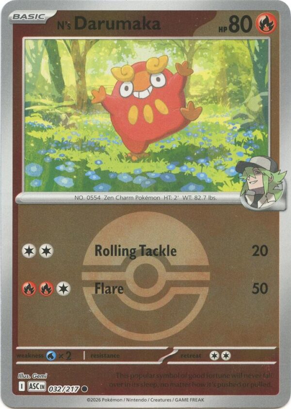 N’s Darumaka (Poke Ball) 032/217 Reverse Holofoil ME: Ascended Heroes