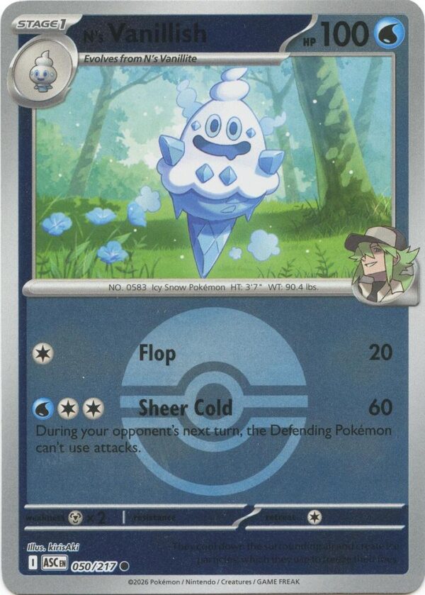 N’s Vanillish (Poke Ball) 050/217 Reverse Holofoil ME: Ascended Heroes
