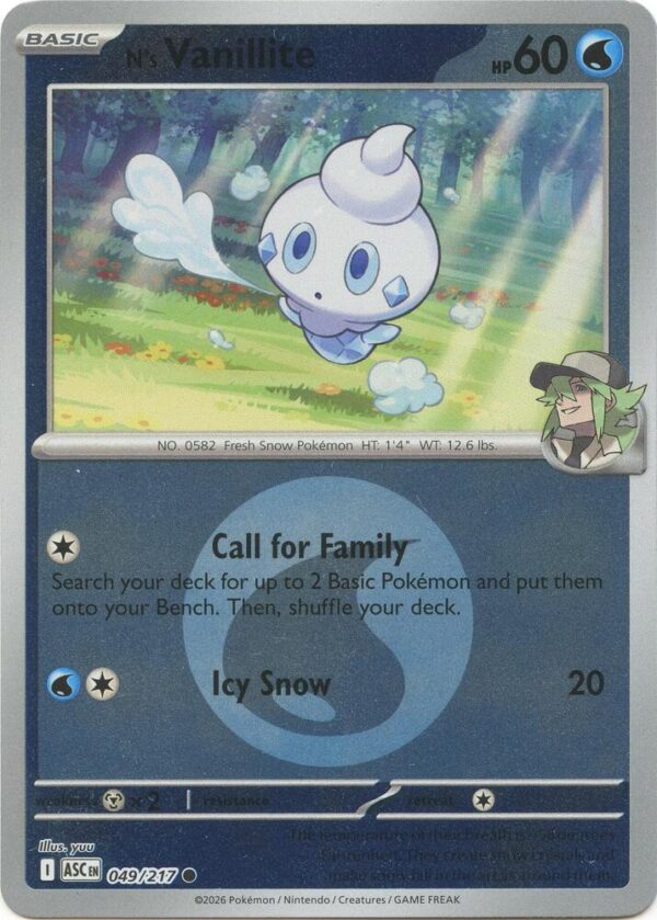 N’s Vanillite (Energy Symbol Pattern) 049/217 Reverse Holofoil ME: Ascended Heroes