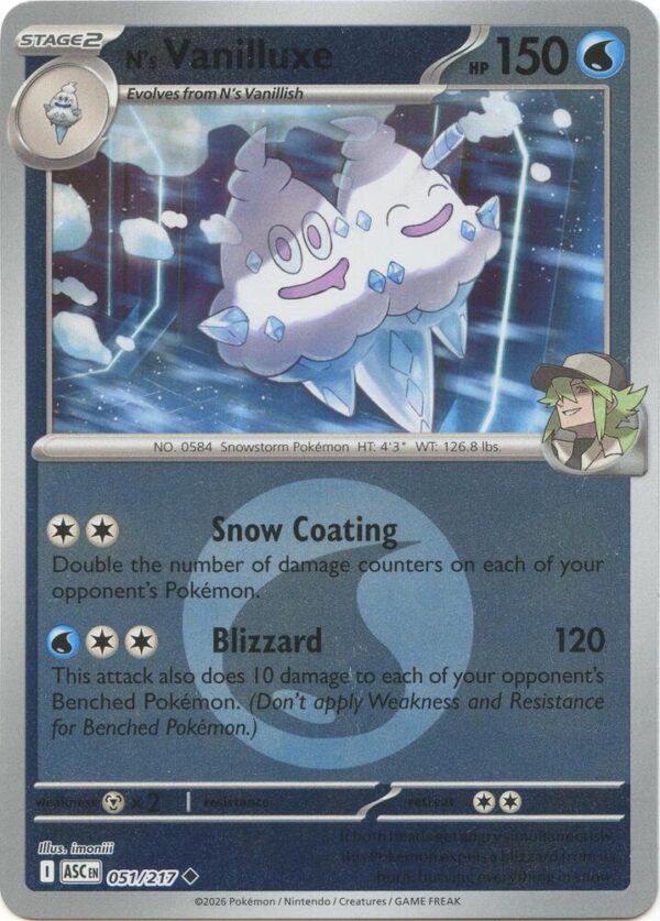 N’s Vanilluxe (Energy Symbol Pattern) 051/217 Reverse Holofoil ME: Ascended Heroes