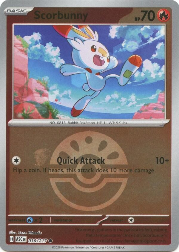 Scorbunny 036/217 (Friend Ball) Reverse Holofoil ME: Ascended Heroes