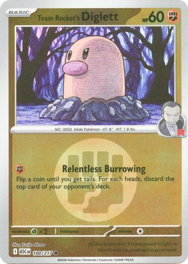 Team Rocket’s Diglett (Energy Symbol Pattern) 100/217 Reverse Holofoil ME: Ascended Heroes
