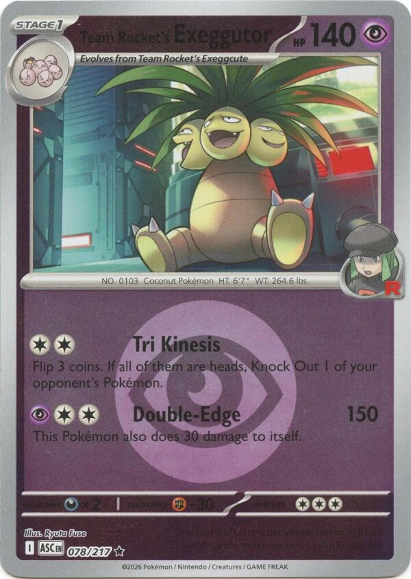 Team Rocket’s exeggutor (Energy Symbol Pattern) 078/217 Reverse Holofoil ME: Ascended Heroes