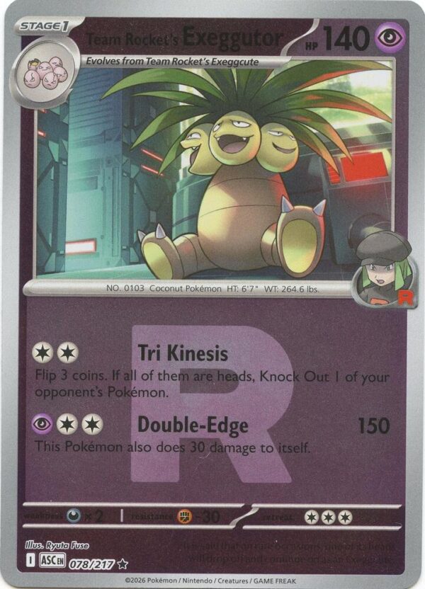 Team Rocket’s exeggutor (Team Rocket) 078/217 Reverse Holofoil ME: Ascended Heroes